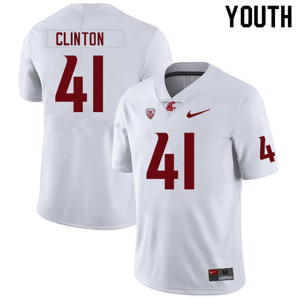 Youth #41 Dylan Clinton Washington State Cougars College Football Jerseys Sale-White